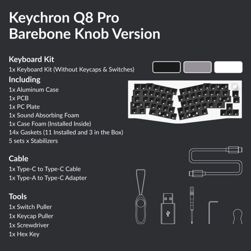 Teclado Keychron Q8 Pro inalámbrico RGB de aluminio