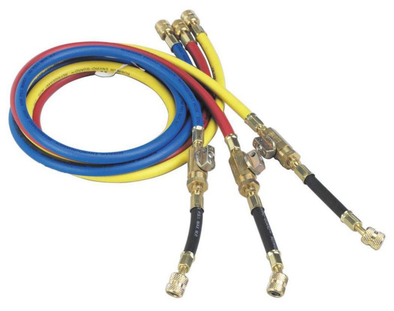 Mangueras Robinair 150 cm con válvulas 1/4" FFL Y/B/R