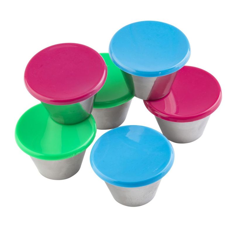 Cazuelas pequeñas Tablecraft 85 ml Pack de 6 con tapas de colores variados