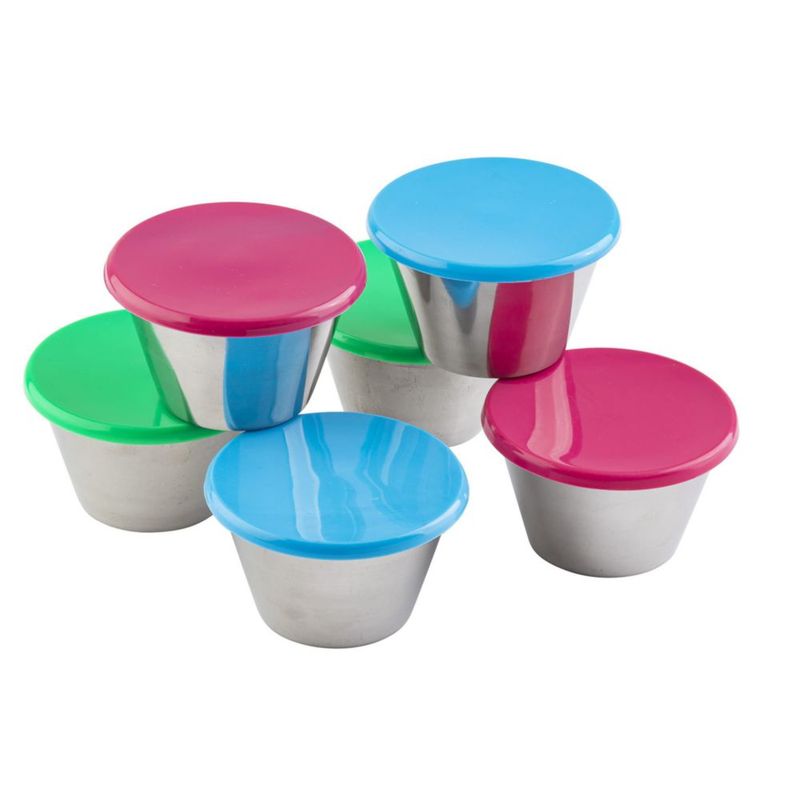Cazuelas pequeñas Tablecraft 85 ml Pack de 6 con tapas de colores variados