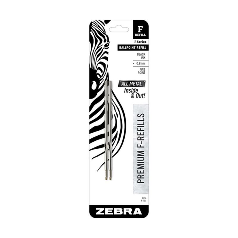 Recarga de bolígrafo Zebra 08 mm negro - paquete de 2