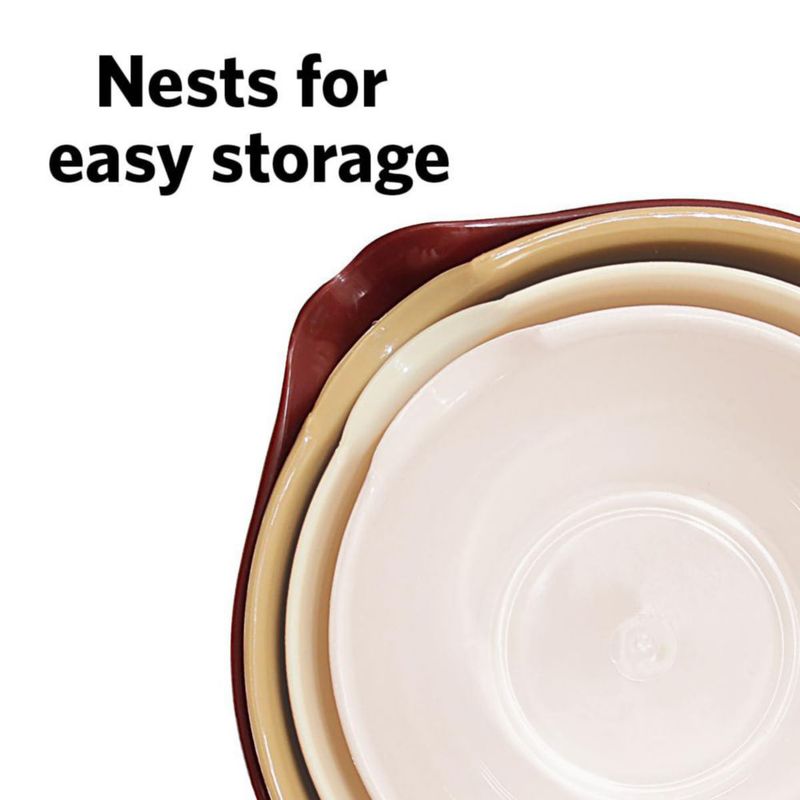 Juego de 4 cuencos para mezclar Glad apilables de 12‑3 qt color beige