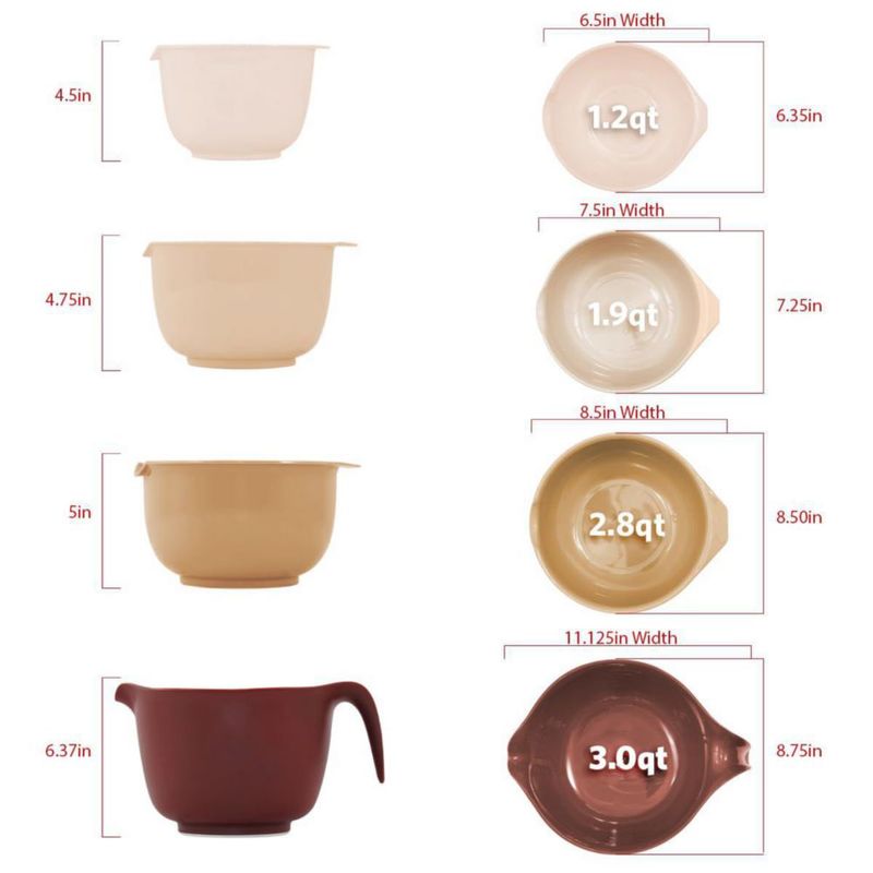 Juego de 4 cuencos para mezclar Glad apilables de 12‑3 qt color beige