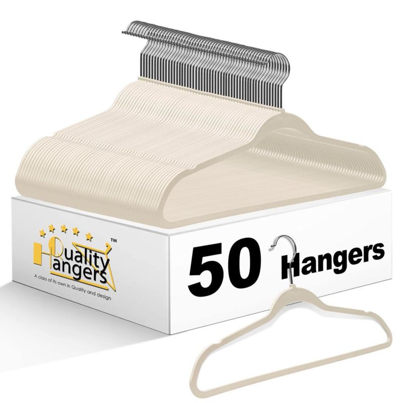 Perchas de ropa Quality Hangers paquete de 50 color marfil 45 cm