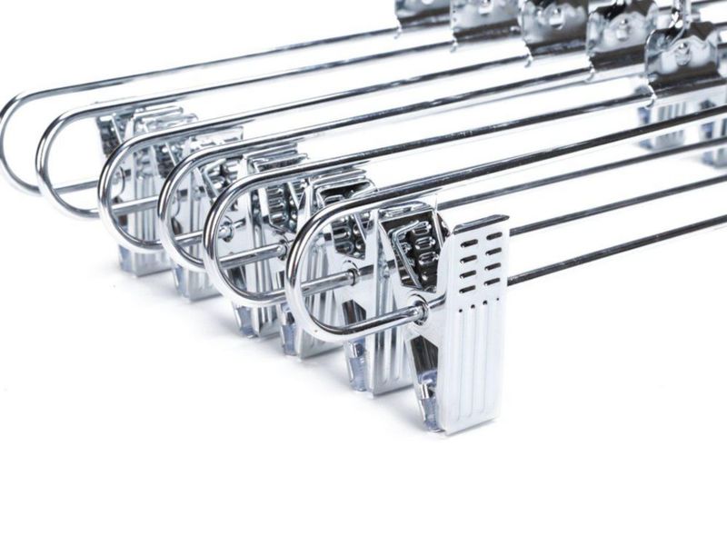 Perchas para pantalones Quality Hangers paquete de 8 giro 360° acabado cromado