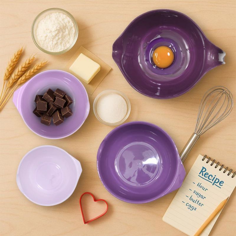 Juego de 4 tazones Glad para mezclar con pico vertedor apilables color púrpura 1.140 ml‑2.840 ml