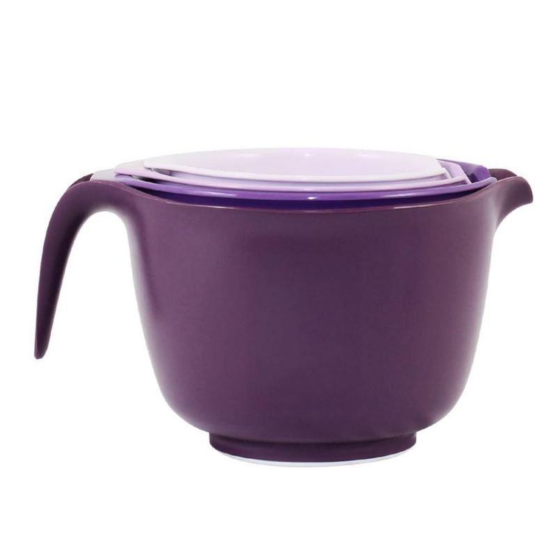 Juego de 4 tazones Glad para mezclar con pico vertedor apilables color púrpura 1.140 ml‑2.840 ml