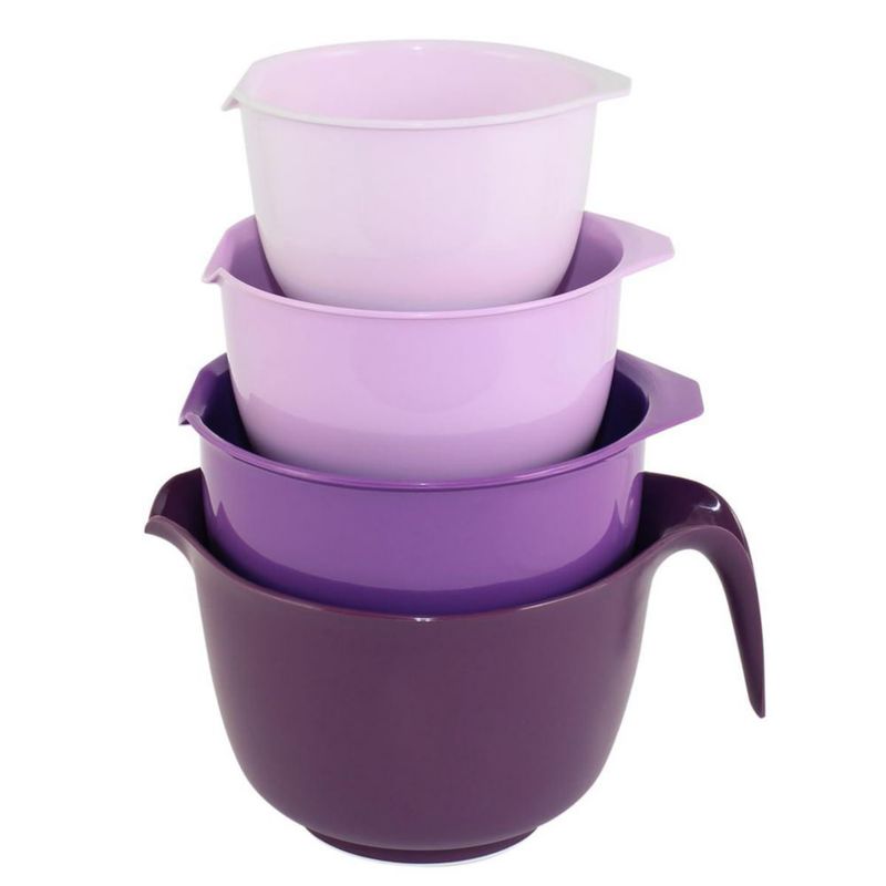 Juego de 4 tazones Glad para mezclar con pico vertedor apilables color púrpura 1.140 ml‑2.840 ml