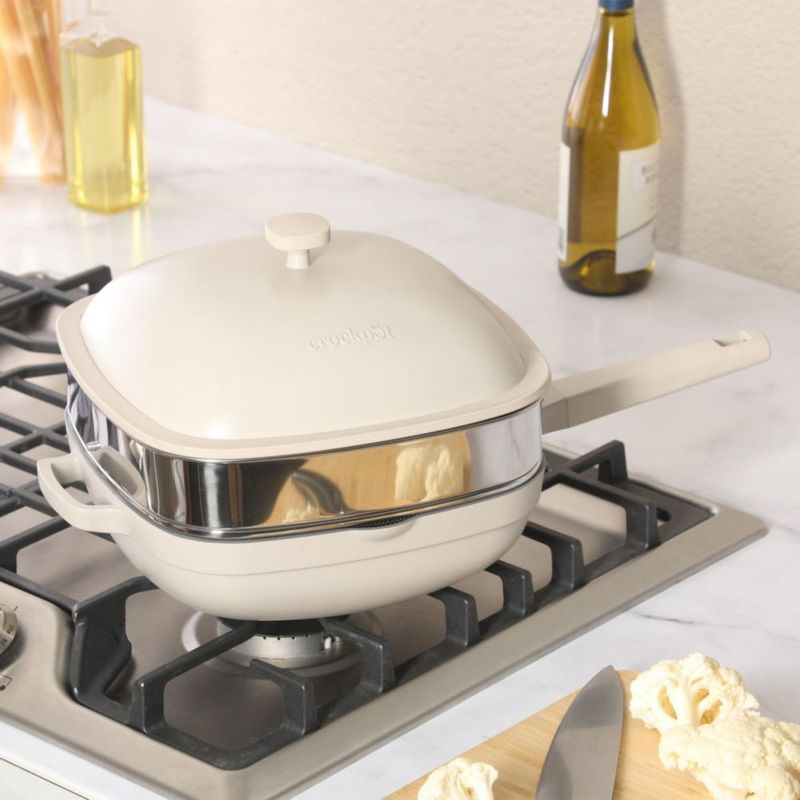 Sartén para saltear Crock-Pot 5.3 L Cerámica antiadherente con acabado de lino