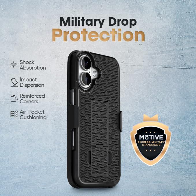 Funda MOTIVE para iPhone 17 de 63" con soporte y clip de cinturón
