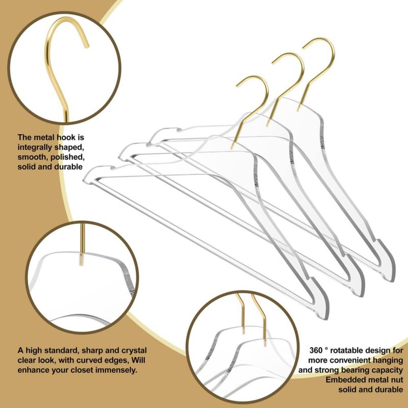 Perchas de ropa Quality Hangers 43 cm paquete de 20 gancho dorado