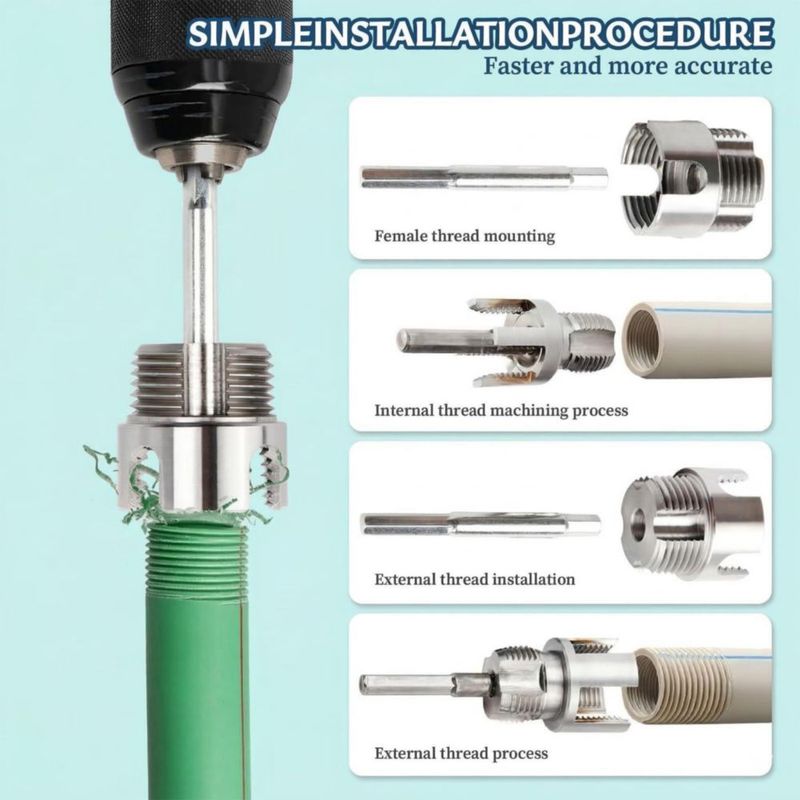 Kit de 3 piezas roscador de tuberías Jiahuili 1/2" 3/4" 1"