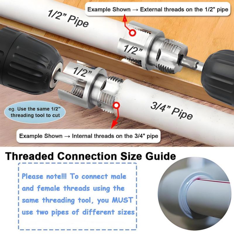 Kit de 3 piezas roscador de tuberías Jiahuili 1/2" 3/4" 1"