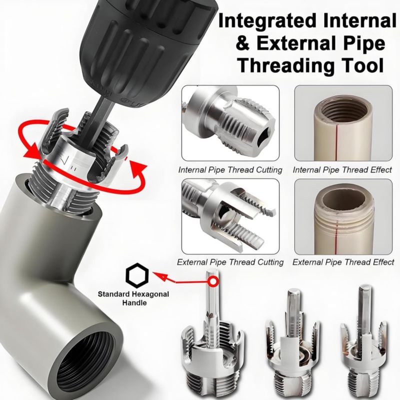 Kit de 3 piezas roscador de tuberías Jiahuili 1/2" 3/4" 1"