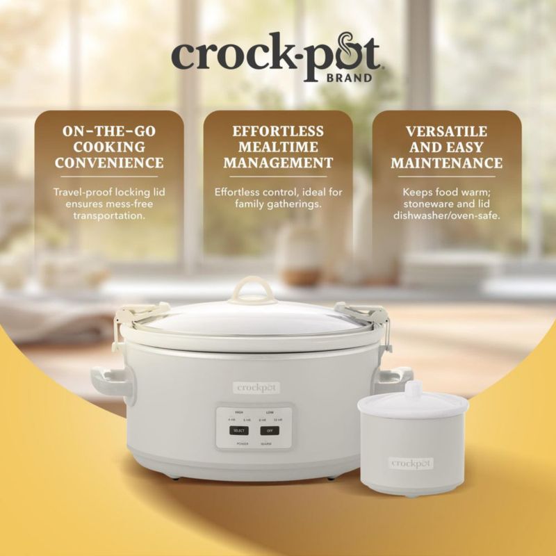 Olla de cocción lenta Crock-Pot 7 L con tapa de bloqueo tipo hongo