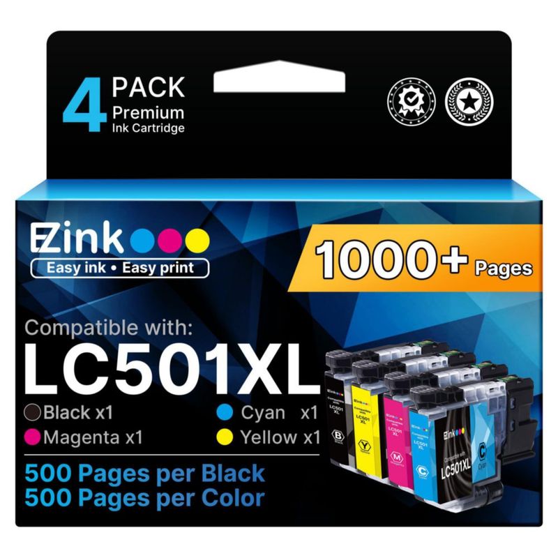 Cartuchos de tinta E‑Z Ink LC501XL paquete de 4