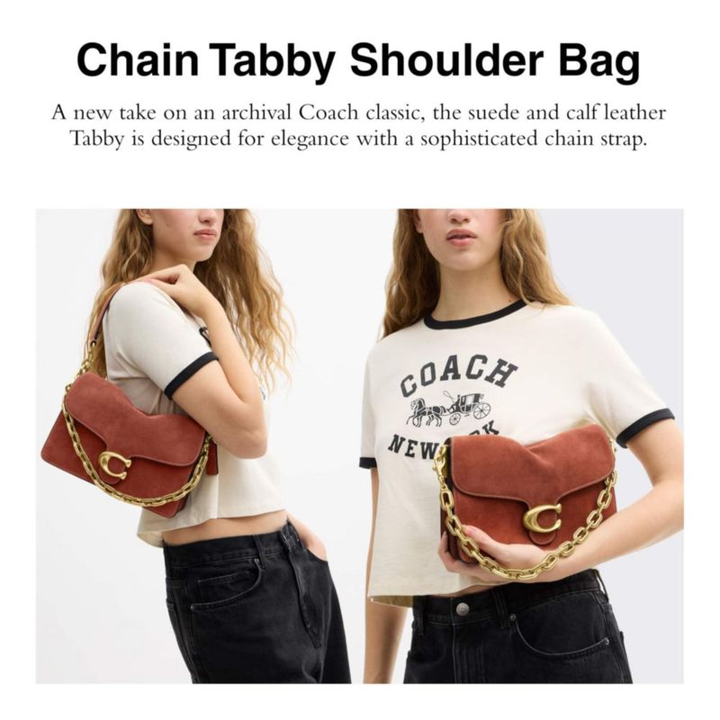 Bolso Coach Suede Chain Tabby 26 × 17 × 9 cm