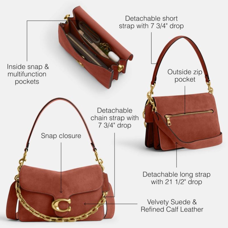 Bolso Coach Suede Chain Tabby 26 × 17 × 9 cm