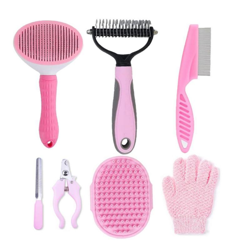 Kit de Aseo KEEPLKVOC 7 Piezas para Perro - Rosa