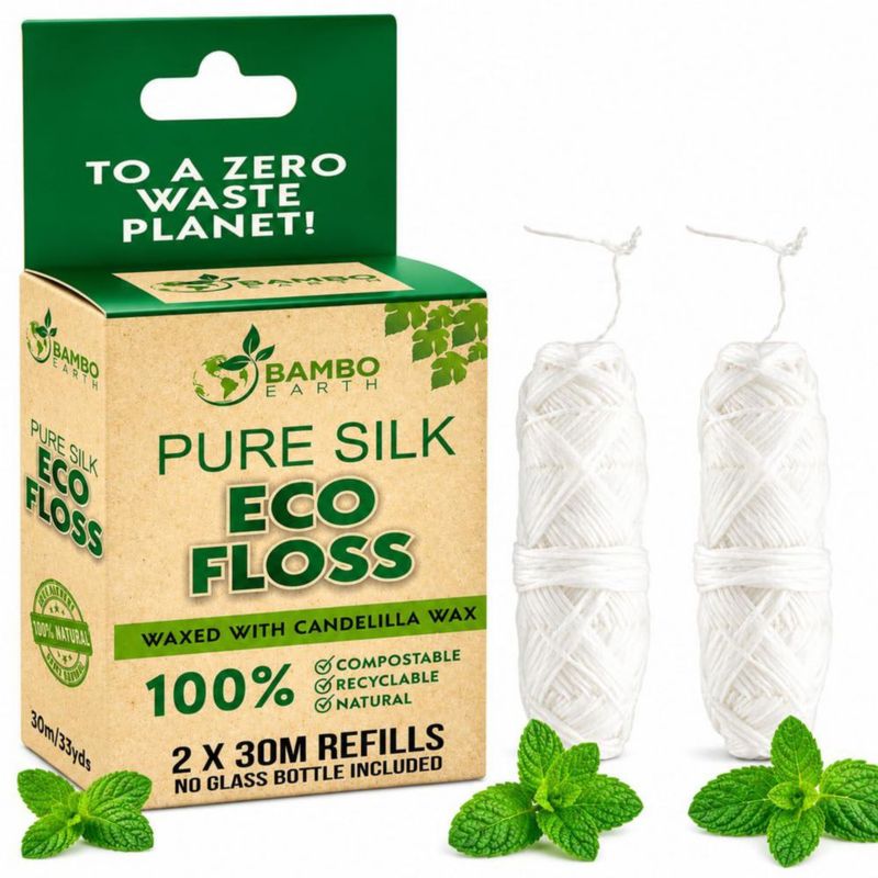 Hilo dental de seda BAMBOEARTH 30 m recarga (2 unidades)