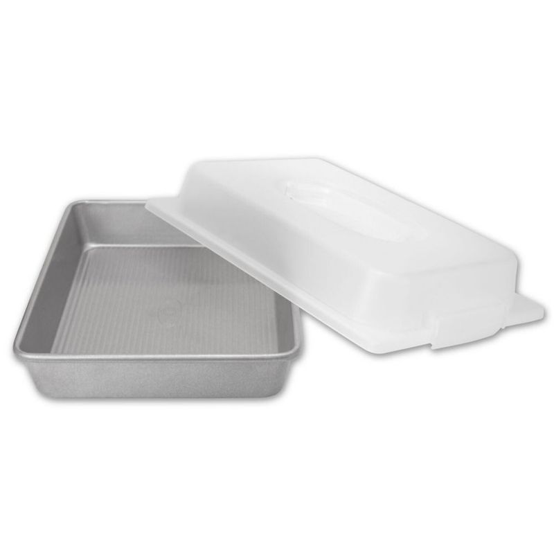 Bandeja para hornear USA Pan 23 × 33 cm blanca con tapa