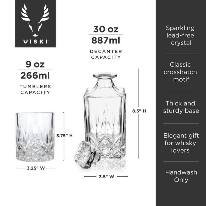 Juego de Decantador y Vasos de Cristal Viski 8 piezas 30 oz/266 ml