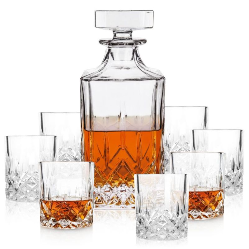Juego de Decantador y Vasos de Cristal Viski 8 piezas 30 oz/266 ml