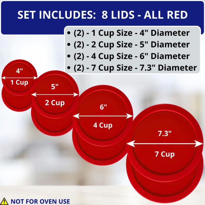 Juego de 8 tapas rojas para recipientes Klare Ware 236 ml‑165 L