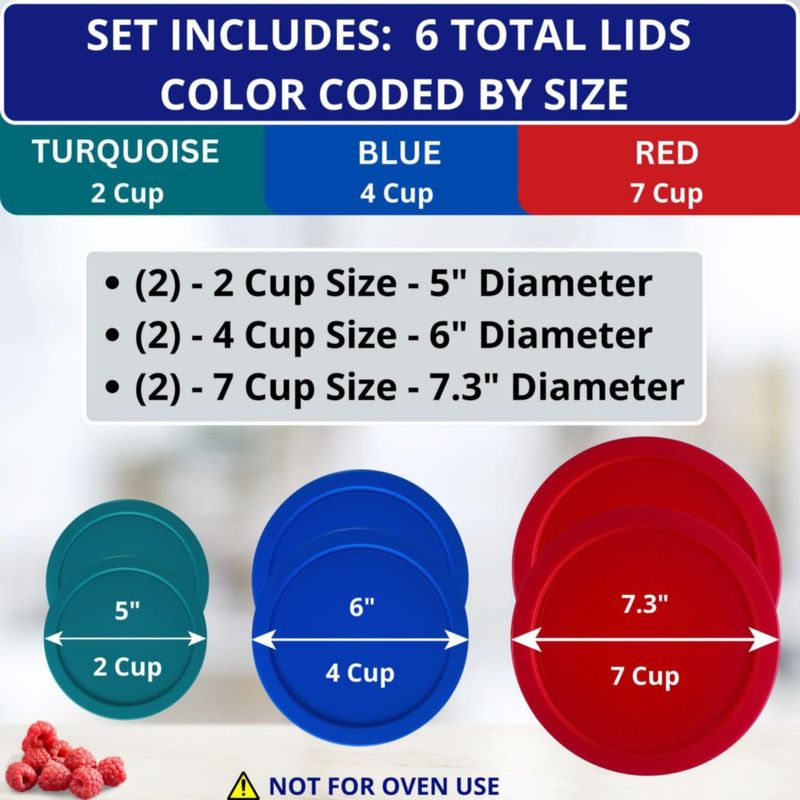 Tapas para envases Klare Ware – Pack de 6 (470 ml‑165 L)