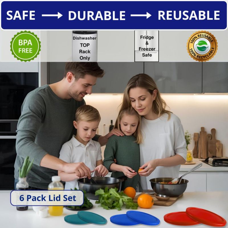 Tapas para envases Klare Ware – Pack de 6 (470 ml‑165 L)