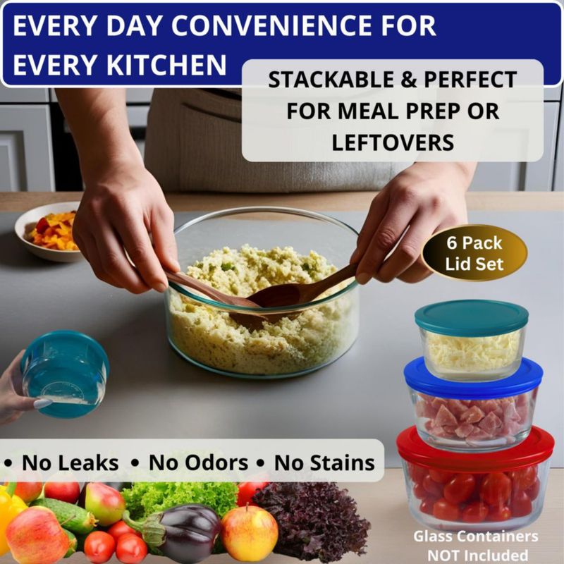 Tapas para envases Klare Ware – Pack de 6 (470 ml‑165 L)