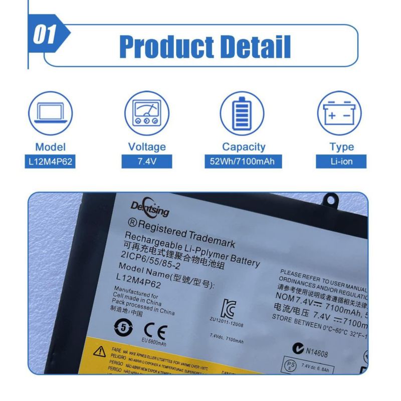 Batería Dentsing Lenovo U430/U530 7.4V 52Wh 7100mAh