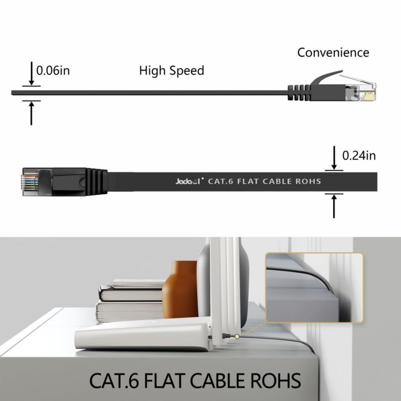 Cable Ethernet Jadaol 3 m 2 unidades plano negro