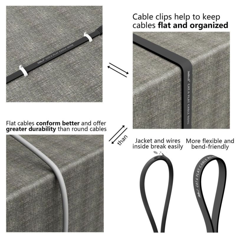 Cable Ethernet Jadaol 3 m 2 unidades plano negro
