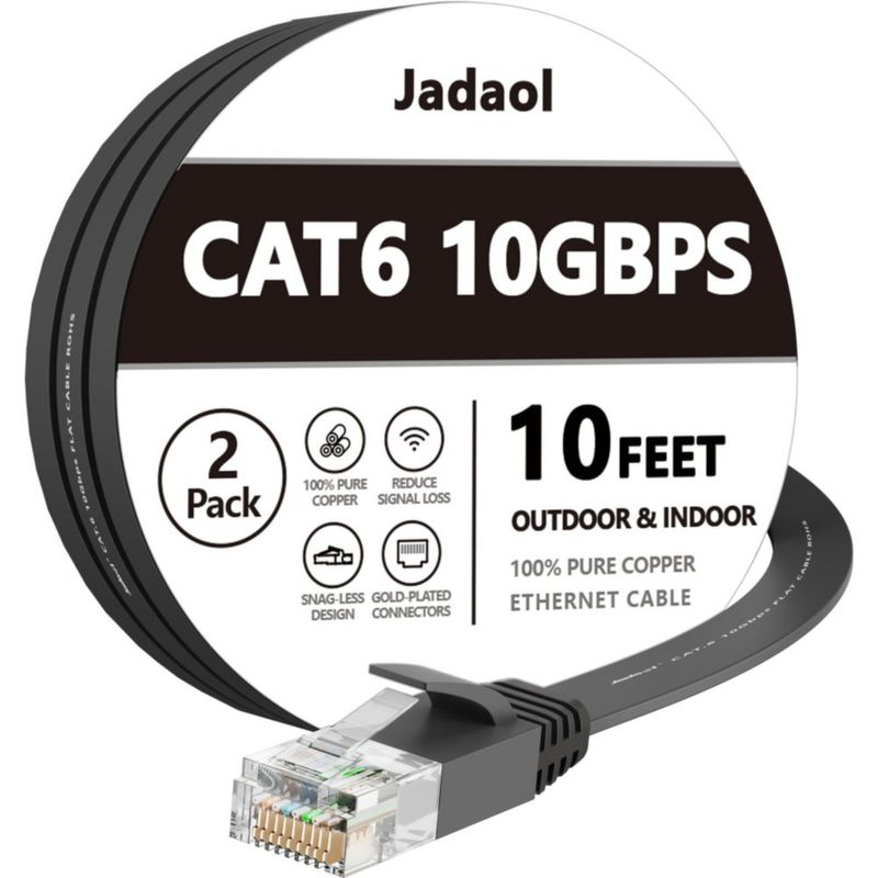 Cable Ethernet Jadaol 3 m 2 unidades plano negro