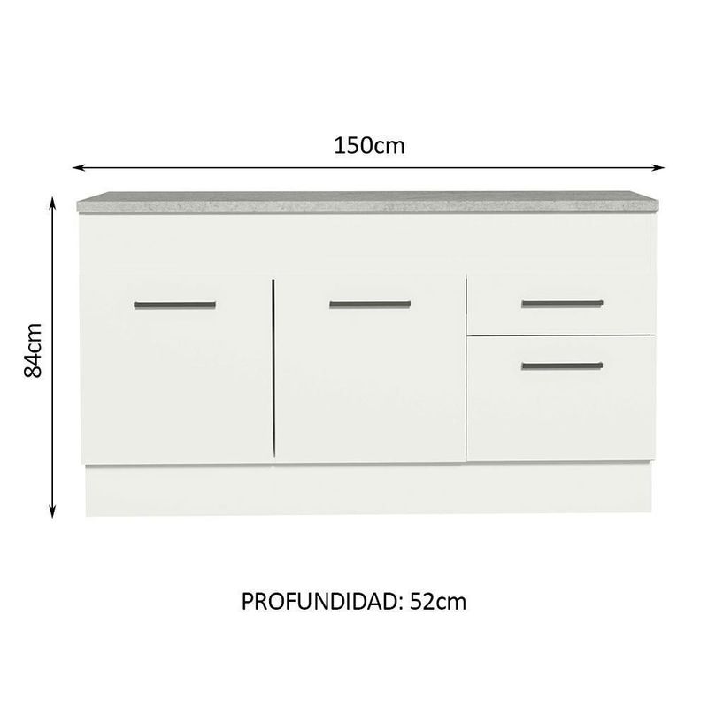 Gabinete bajo bufetera madesa agata 150cm con encimera bb