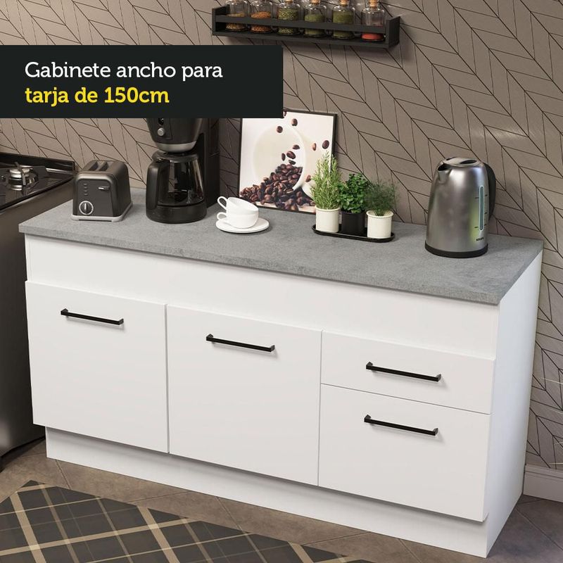 Gabinete bajo bufetera madesa agata 150cm con encimera bb
