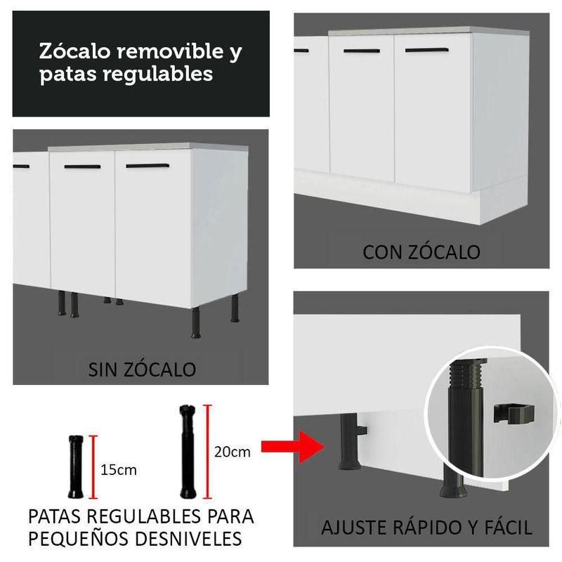 Gabinete bajo bufetera madesa agata 150cm con encimera bb
