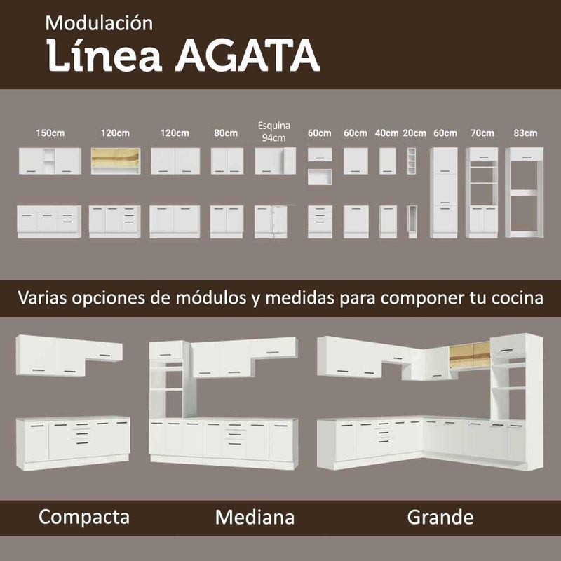 Gabinete bajo bufetera madesa agata 150cm con encimera bb