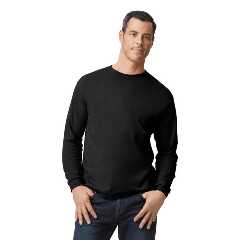 Camiseta Gildan G8400 de manga larga pack de 2 color negro talla XL