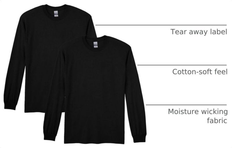 Camiseta Gildan G8400 de manga larga pack de 2 color negro talla XL