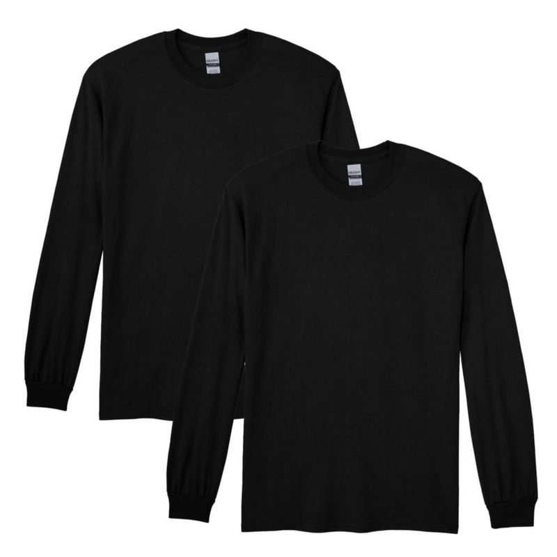Camiseta Gildan G8400 de manga larga pack de 2 color negro talla XL