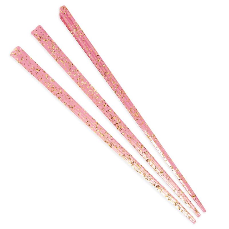 Palillos decorativos SKEWER BambooMN 89 cm rosa con brillo dorado - 300 unidades