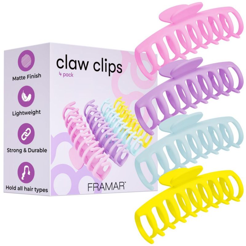 Pinza de pelo FRAMAR Grande Acabado Mate - Pack de 4