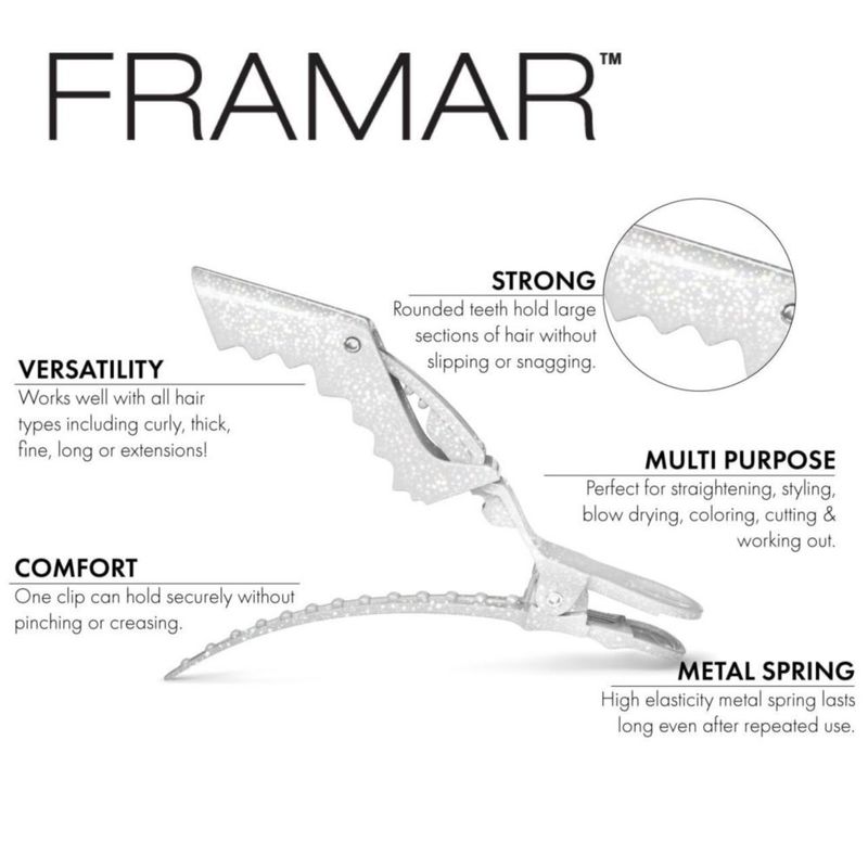 Clip para el cabello FRAMAR Glitter - Pack de 4 pinzas de alicates