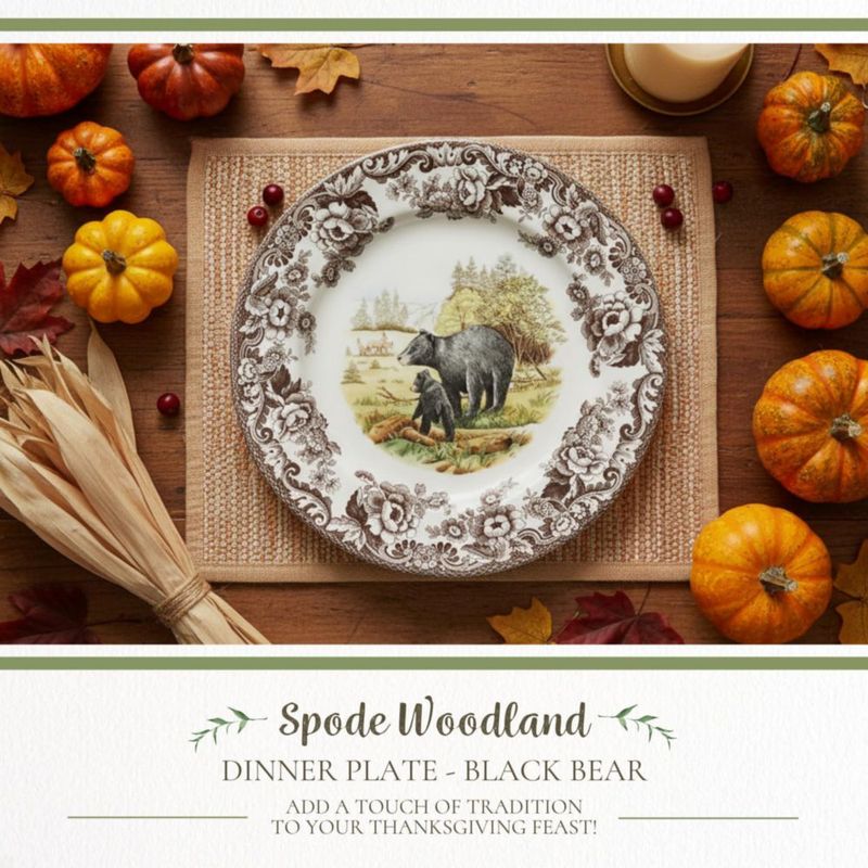 Plato de cena Spode 27 cm con diseño de oso en cerámica