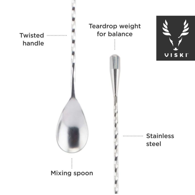 Cuchara de bar Viski 40 cm acero inoxidable trenzada plateada