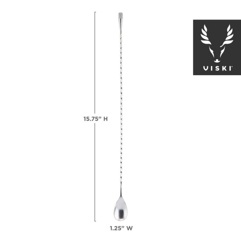 Cuchara de bar Viski 40 cm acero inoxidable trenzada plateada