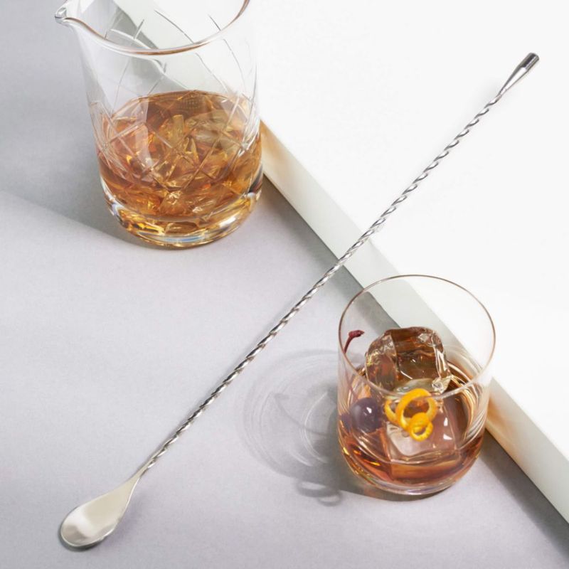 Cuchara de bar Viski 40 cm acero inoxidable trenzada plateada