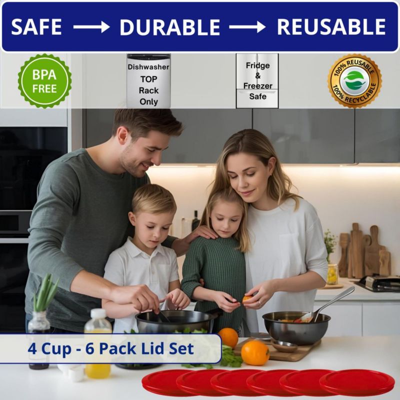 Tapas para recipientes Klare Ware 950 ml Pack de 6 rojo